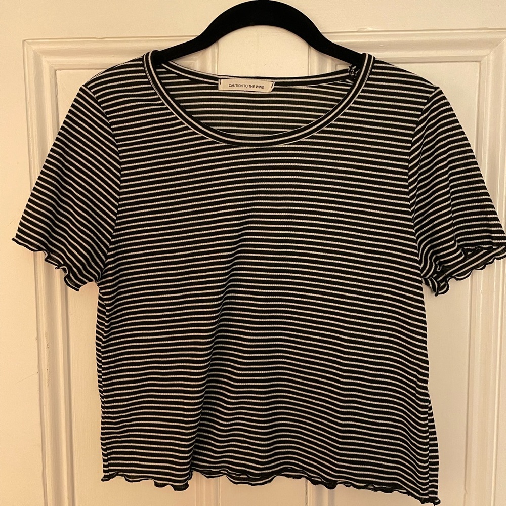 Black & White Striped Crop Top